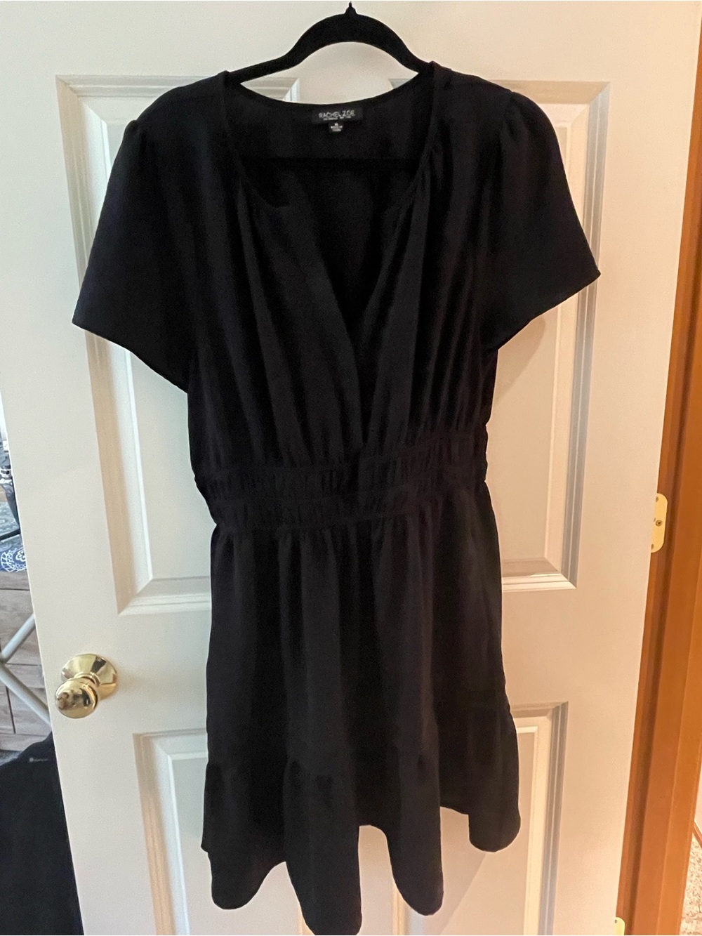 Rachel Zoe Black V-Neck Short Sleeve Mini Dress